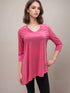 V - Neck Asymmetrical 3/4 Sleeve Tunic Top- T564