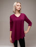 V - Neck Asymmetrical 3/4 Sleeve Tunic Top- T564