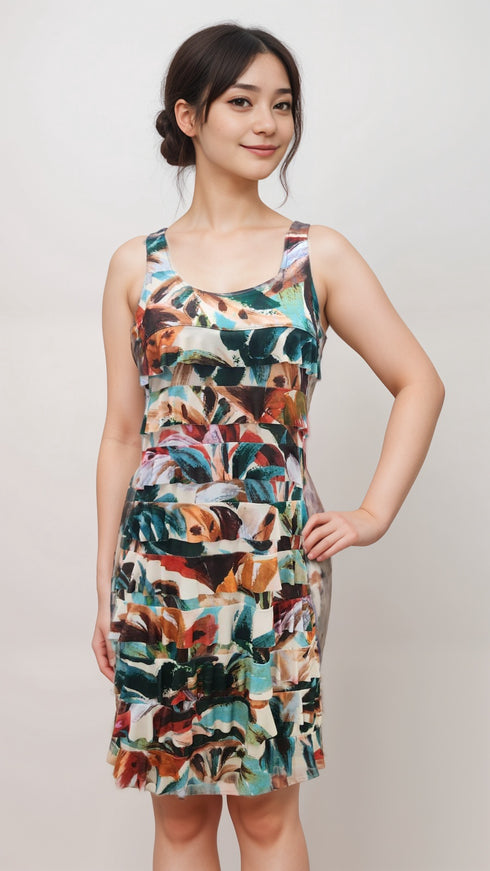 CHACHA Ruffle Knee length PRINTED Dress - D2760