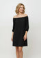 Off Shoulder Flowing Dress with Elastic band Sleeves and Side Pockets- D068