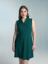 V NECK RUFFLED COLLER SLEEVE LESS DRESS - D096