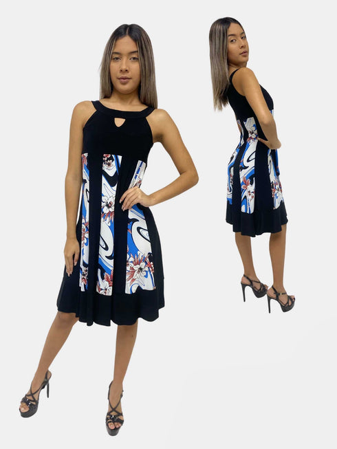 Sleeveless Panel Dress with Scoop Neck - D102