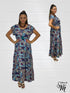 Short Sleeve Round Neck Smocked Waist Tiered Floral Flowy Maxi Dress - D10415