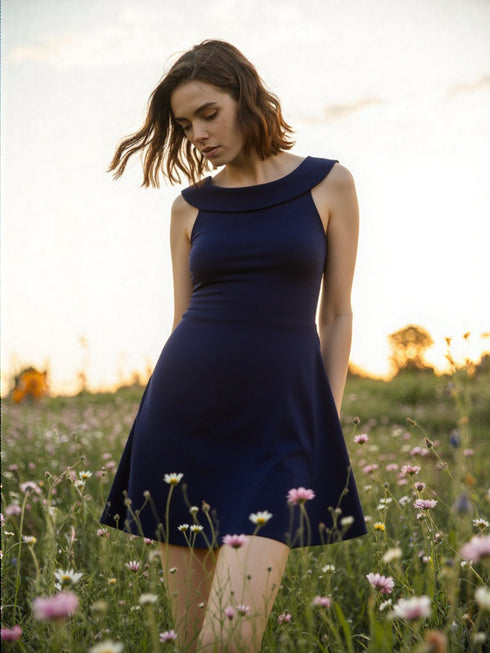 Cowl Neck Sleeveless Dress - D115