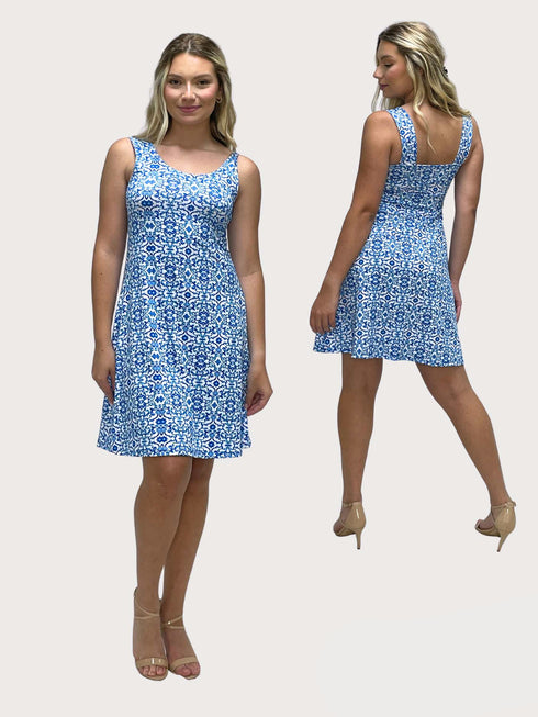 SUNDRESS - Skater Style tank dress with square back - D2001