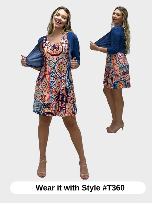 Ruffle Neck Skater Style tank dress with square back and Pocket - D2006