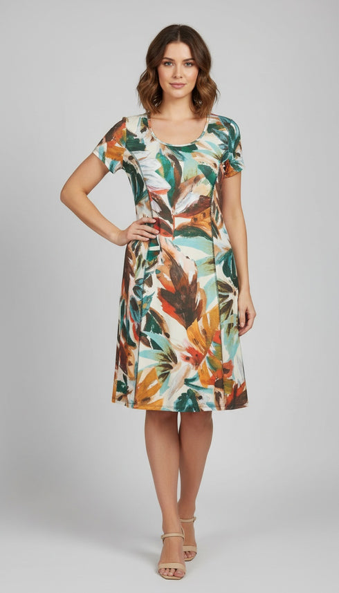 Highlighted Princess Seam Scoop Neck Dress - D2037