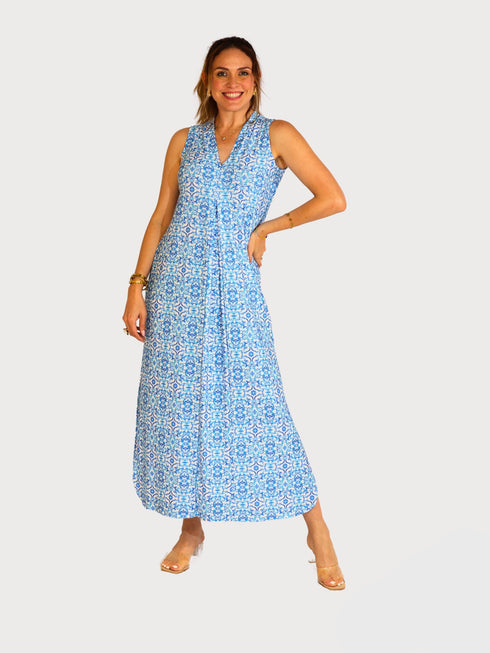 Sheath Silhouette V-Neckline Side Slit Maxi Dress - D2052