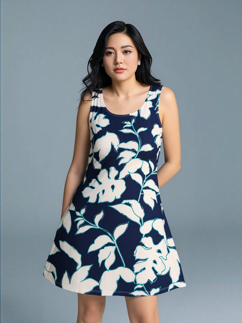 Ruffle Neck Sleeveless Sundresses For Women's - D2061