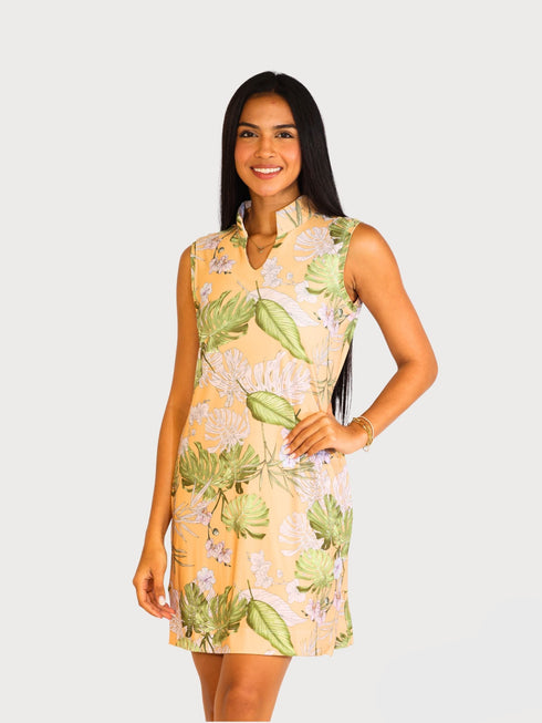 Mandarine Collar Sleeveless Mini Bodycon Dress - D2097