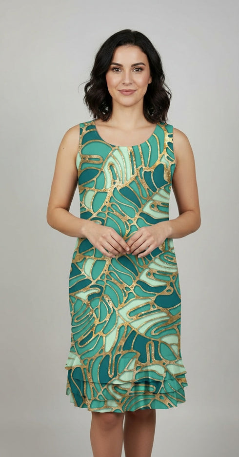 RUFFLE BOTTOM DRESS WITH SIDE SEAM POCKETS - D2099