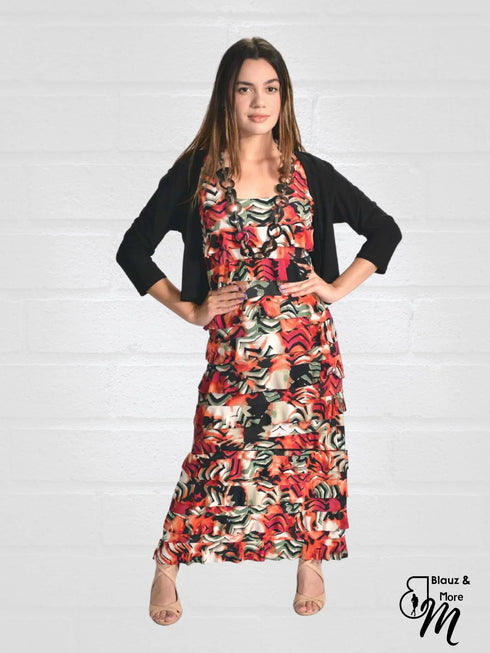 Ruffle Maxi PRINTED Dress Sleeveless - D211