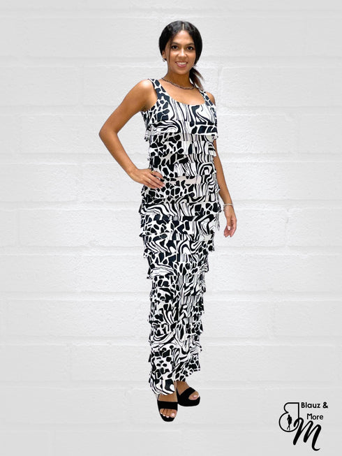 Ruffle Maxi PRINTED Dress Sleeveless - D211