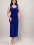 Ruffle Maxi Dress Sleeveless with Rhinestone on Neckline - D211-R
