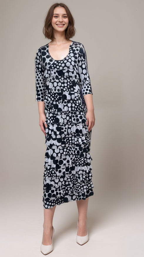 Ruffle Maxi Dress with 3/4 Sleeves - D2213