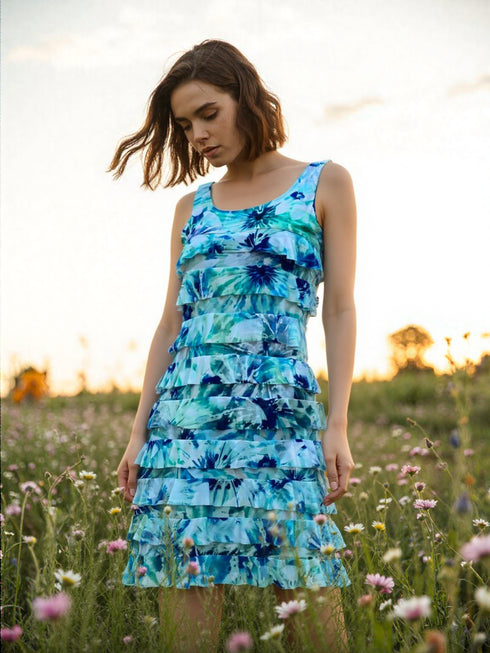 CHACHA Ruffle Knee length PRINTED Dress - D2760