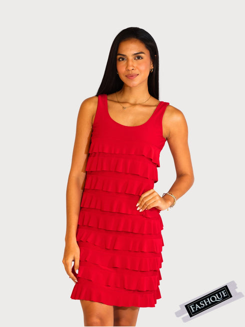 CHACHA Ruffle Sleeveless Knee Length Dress - D760