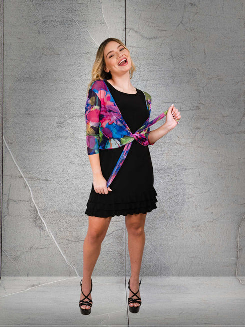 RUFFLE BOTTOM DRESS WITH SIDE SEAM POCKETS - D099