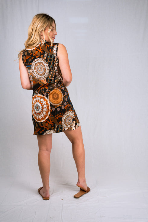 Madarine Collar Sleeveless Mini Bodycon Dress - D097