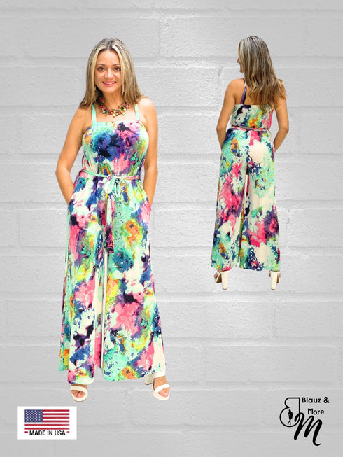 SPAGHETTI STRAP LONG PANT ROMPER JUMP SUIT WITH POCKET - J103