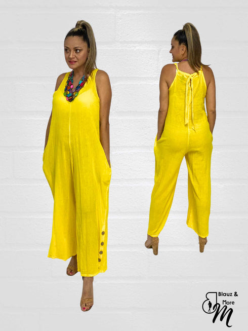 V-Neck Long Sleeveless Cotton JUMP SUITS - J6239