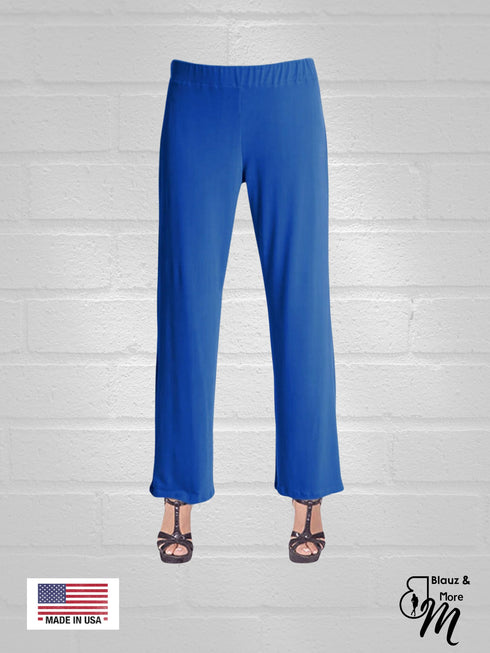 Mid Rise Straight Leg Pull-on Palazzo in solid colors Lounge Wide Leg casual Flowy Pants - P015
