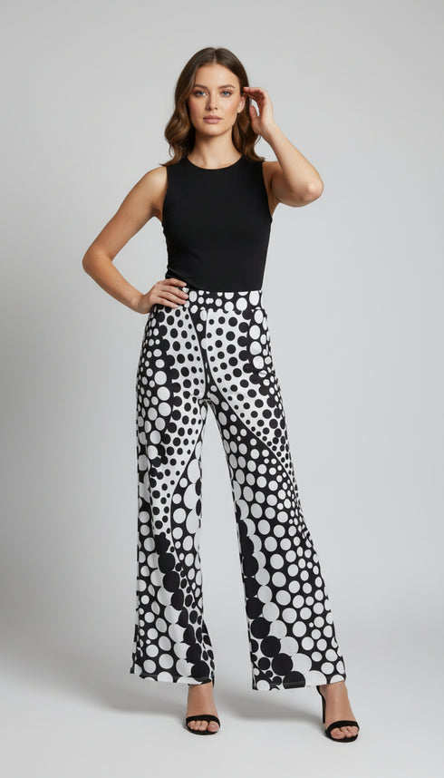 Mid Rise Straight Leg Pull-on Printed Palazzo - P2016