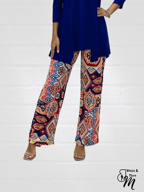 Mid Rise Straight Leg Pull-on Digital Print Palazzo Pants - DIGITAL