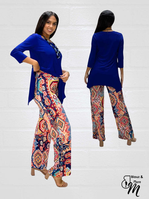 Mid Rise Straight Leg Pull-on Printed Palazzo - P2016