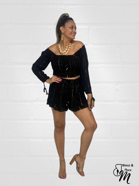 2 Piece Set - Off Shoulder Top and Short for Women - S10342