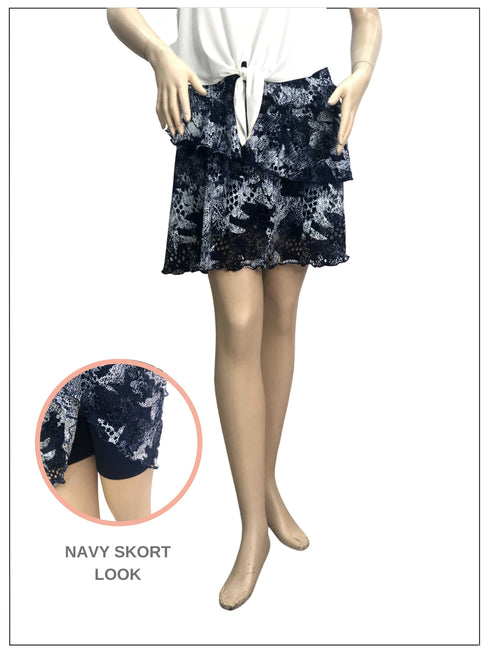 2 Asymmetrical ruffle Skort with elasticized waist - SH010