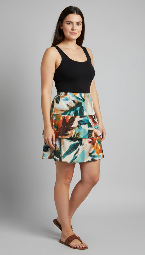 2 Tier DIGITAL PRINT SKORT with the Ruffle in the center - SH2001