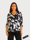 V NECK MULTI MEDIA WITH MESH LAYERED 3/4 SLEEVS TOP - T2103