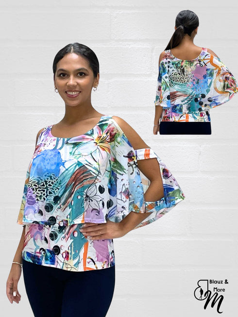 Elegant Drape Top with Strappy Sleeve - T2614