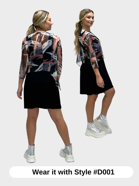 Asymmetrical Mesh See - Through Poncho Top - T2637