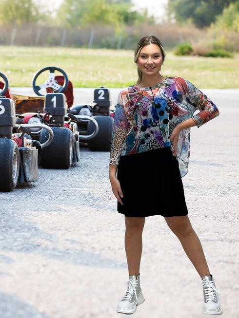 Asymmetrical Mesh See - Through Poncho Top - T2637