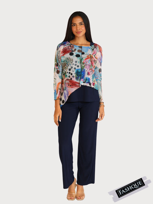 Asymmetrical Mesh See - Through Poncho Top - T2637