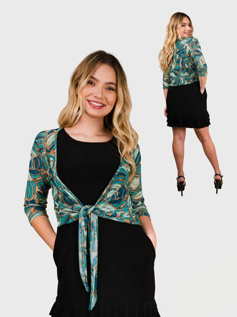 3/4 SLEEVES TIE FRONT BOLERO - T2652