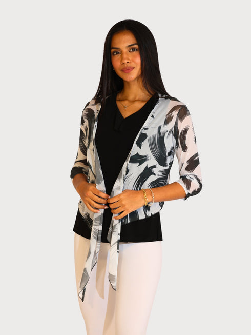 3/4 SLEEVES TIE FRONT BOLERO - T2652