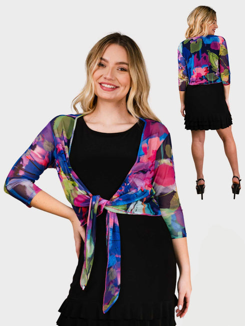 3/4 SLEEVES TIE FRONT BOLERO - T2652