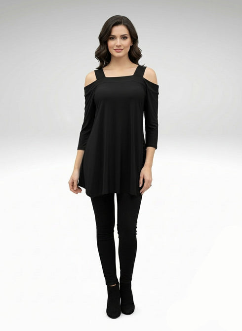 Off shoulder 3/4 sleeve Asymmetrical Tunic/Top - T425