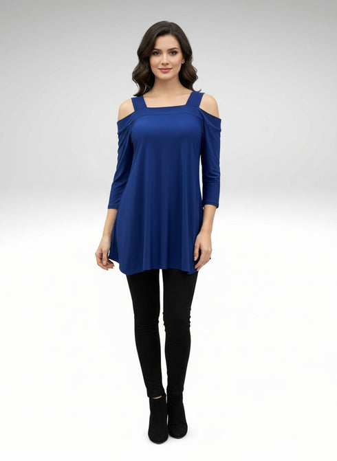 Off shoulder 3/4 sleeve Asymmetrical Tunic/Top - T425