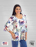 Button Detail 3/4 Sleeve Back Open Tunic - T557