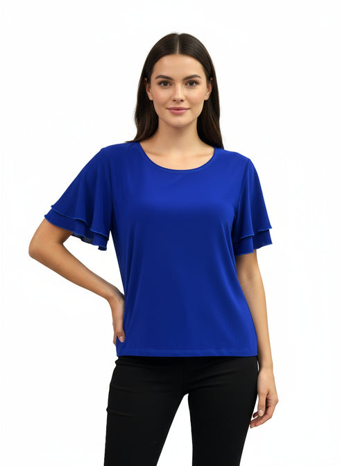 Double Ruffle Bell Sleeves Scoop Neck Top - T560