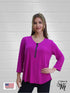 Zipper Front V Neck 3/4 Sleeve Tunic Top - T610