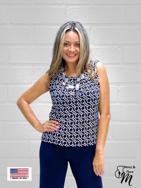 Elegant Pleated Scoop Neck Sleeveless Top - T624