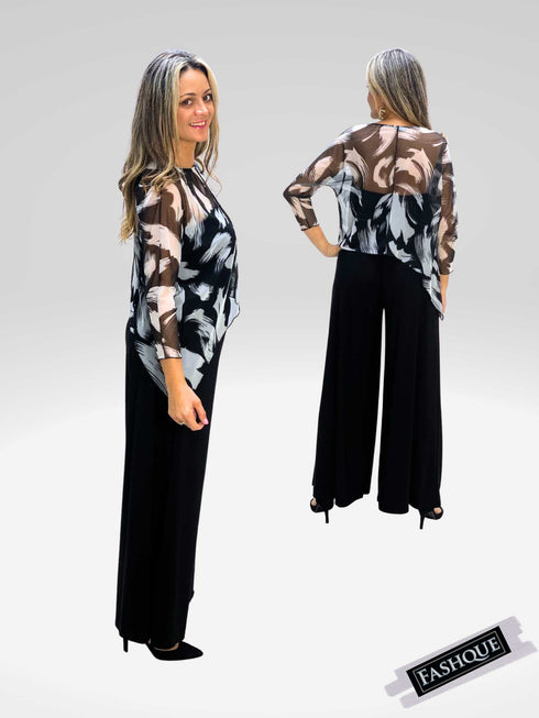 Asymmetrical Mesh See - Through Poncho Top - T2637