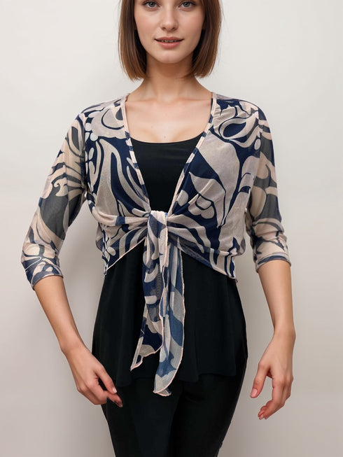 3/4 SLEEVES TIE FRONT BOLERO - T2652