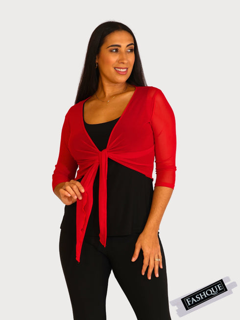 3/4 SLEEVES TIE FRONT BOLERO - T652
