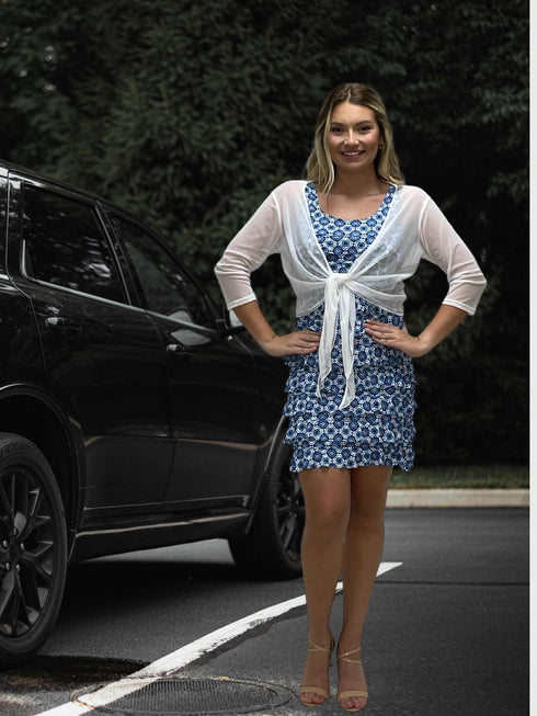 3/4 SLEEVES TIE FRONT BOLERO - T652